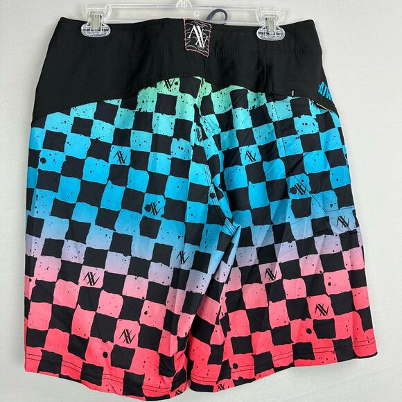 Atwater Checks Men’s 30 Board Shorts Stretch Cinch Fly Side Pocket - Picture 10 of 10